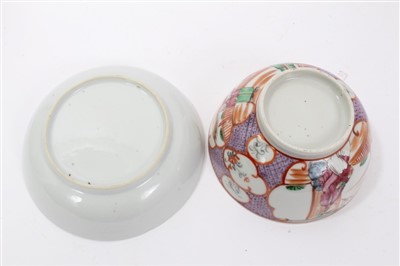 Lot 144 - 18th century Chinese sparrow-beak jug, Japanese bowl cover on stand, bowl, saucer