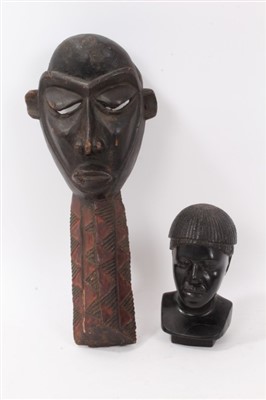 Lot 589 - Madagascan carved ebony bust and an African mask