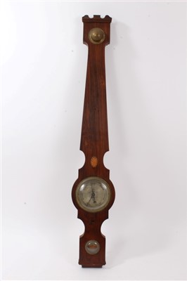 Lot 680 - 19th century wall barometer with 5 inch silvered dial, 'Huggins, Colchester'