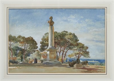 Lot 1008 - Edward Alfred Goodall (1819-1908) watercolour - The Public Gardens, Gibraltar, signed and inscribed, in glazed gilt frame