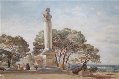 Lot 1008 - Edward Alfred Goodall (1819-1908) watercolour - The Public Gardens, Gibraltar, signed and inscribed, in glazed gilt frame