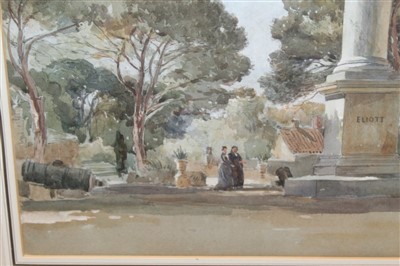 Lot 1008 - Edward Alfred Goodall (1819-1908) watercolour - The Public Gardens, Gibraltar, signed and inscribed, in glazed gilt frame