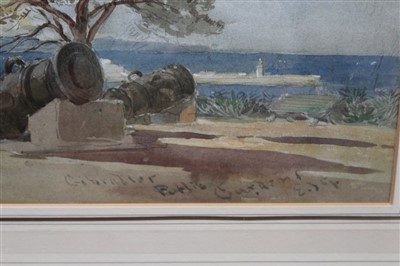 Lot 1008 - Edward Alfred Goodall (1819-1908) watercolour - The Public Gardens, Gibraltar, signed and inscribed, in glazed gilt frame