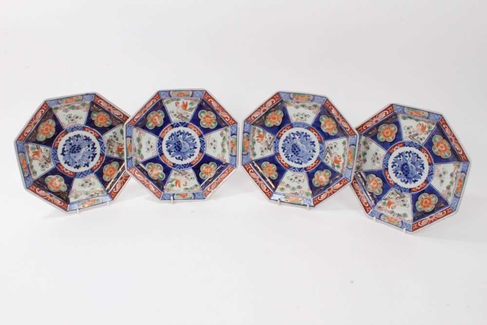 Lot 151 - Four late 19th century Japanese Imari octagonal plates
