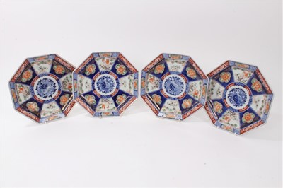 Lot 42 - Four late 19th century Japanese Imari octagonal plates