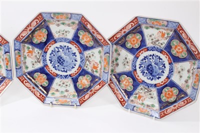Lot 151 - Four late 19th century Japanese Imari octagonal plates
