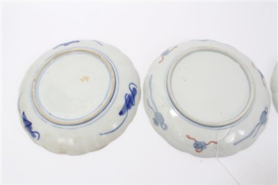 Lot 95 - Pair late 19th century Japanese Imari fluted plates with floral decoration and two others (4)