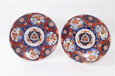 Lot 65 - Pair late 19th century Japanese Imari plates
