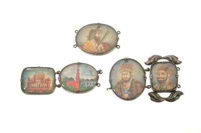 Lot 509 - Five 19th century Indian miniature paintings on ivory depicting portraits and palaces