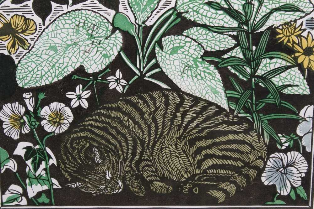 Lot 1149 - Richard Bawden (b.1936) signed limited edition lithograph - ‘Catnap’, 52/75, in glazed frame, 55cm x 53cm