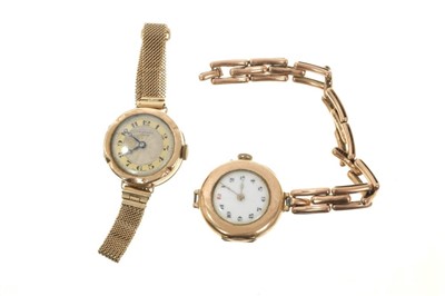 Lot 573 - Two ladies' 9ct gold wristwatches