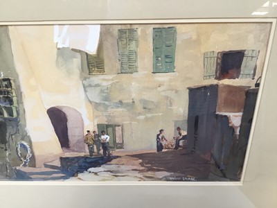 Lot 54 - Ernest Savage (b.1906) watercolour and goache - After the catch, Camogli, signed, in glazed frame, 24cm x 49cm