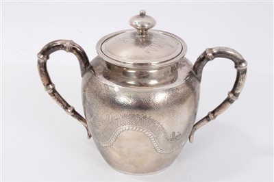 Lot 247 - Chinese silver four piece tea set, together with tray and other items by Lee Yee Hing