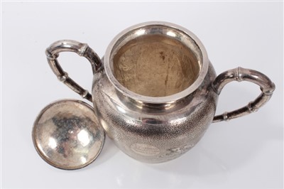 Lot 247 - Chinese silver four piece tea set, together with tray and other items by Lee Yee Hing
