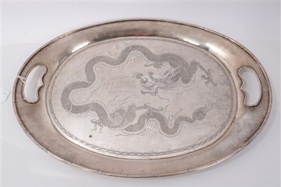 Lot 247 - Chinese silver four piece tea set, together with tray and other items by Lee Yee Hing