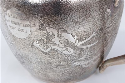 Lot 247 - Chinese silver four piece tea set, together with tray and other items by Lee Yee Hing