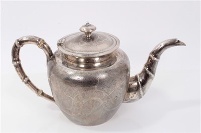 Lot 247 - Chinese silver four piece tea set, together with tray and other items by Lee Yee Hing