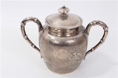 Lot 247 - Chinese silver four piece tea set, together with tray and other items by Lee Yee Hing