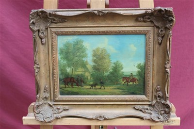 Lot 896 - W. F. Price, set of four oils on board - horses and figures in rural surroundings, signed...