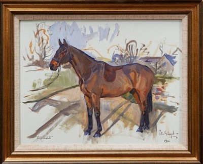 Lot 862 - *Peter Biegel (1913-1987) oil on board - a bay hunter, “Chippendale”, signed and dated 1962
