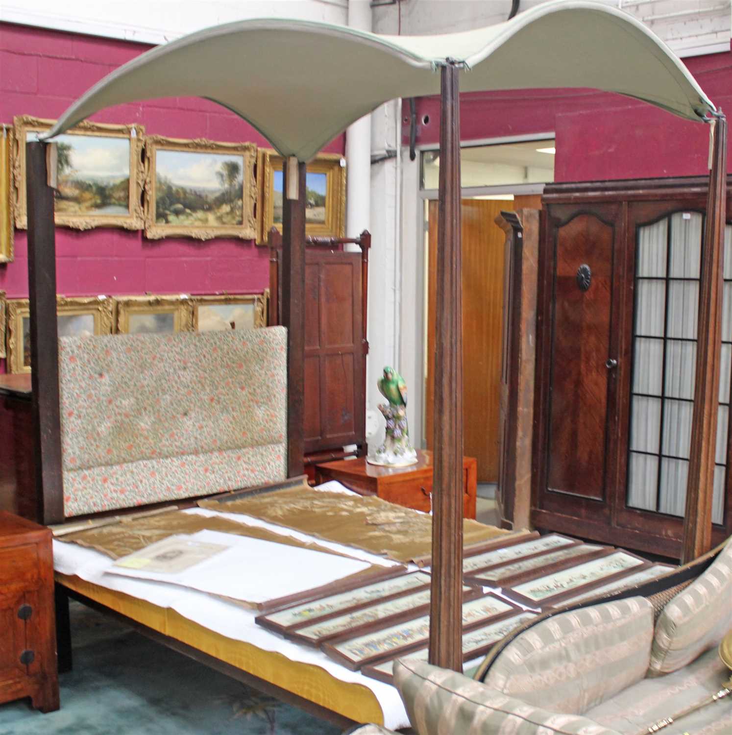 Lot 1390 - Antique oak four-poster bed