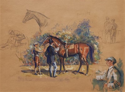 Lot 886 - Mid-20th century pencil, watercolour and gouache sketches of the famous race horse ‘Solario’...