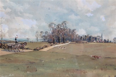 Lot 875 - *Graham Smith, 20th century watercolour and gouache - The Pytchley, full cry into Scotland Wood...