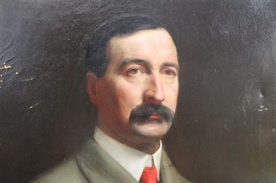 Lot 873 - Ernest Board oil on canvas - portrait of an Edwardian gentleman holding a golf club...