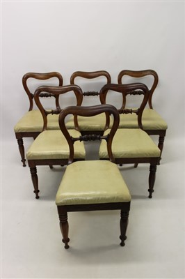 Lot 810 - Set of six William IV rosewood hoop back dining chairs, each with slip in seat on faceted turned legs