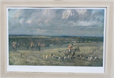 Lot 79 - Lionel Edwards signed coloured print - The Crawley and Horsham going to a halloa near Partridge Green