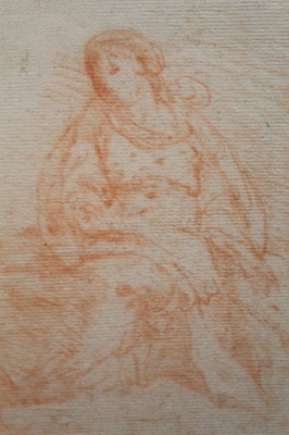 Lot 1093 - Attributed to Carlo Maratta (1625-1713) red chalk on paper - Study of a seated female, framed