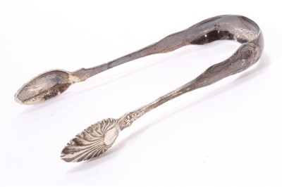 Lot 363 - Pair of George III Silver sugar tongs, London 1796 and two pairs silver Kings pattern sugar tongs