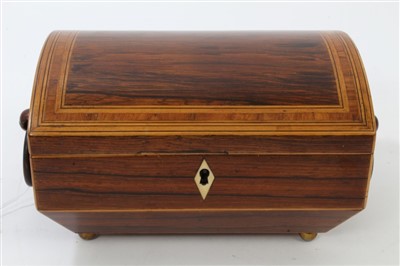 Lot 835 - Regency rosewood boxwood and tulipwood crossbanded workbox