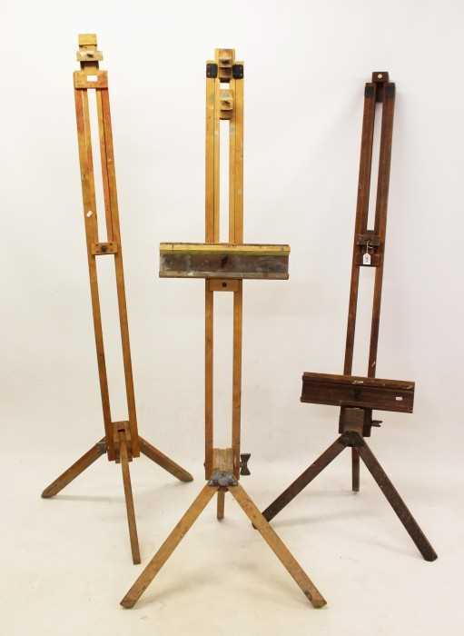 Lot 1474 - Vintage wooden fully adjustable artist's easel by Windsor and Newton, two further easels