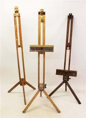 Lot 1474 - Vintage wooden fully adjustable artist's easel by Windsor and Newton, two further easels