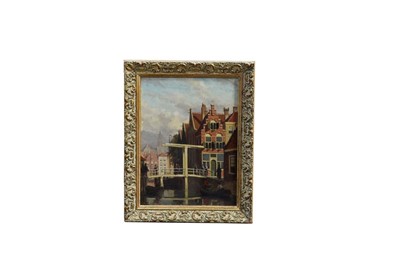 Lot 1558 - John Frederick Hulk (1852-1906) oil on panel - Dutch canal scene, signed 27 x 21cm, framed