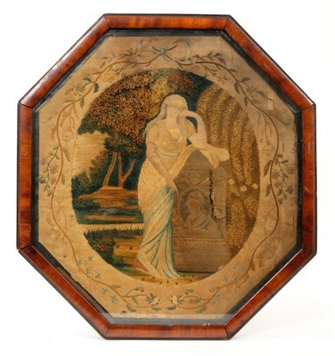 Lot 1301 - Of American interest: George III silk and wool work panel relating to Washington, in octagonal frame