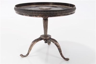 Lot 2734 - Early 20th century silver miniature occasional table, London 1910, circular galleried form with tripod base, 10cm diameter