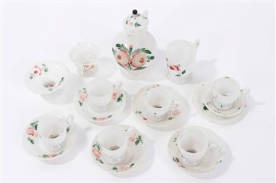 Lot 2760 - Rare 19th century painted miniature milk glass tea set