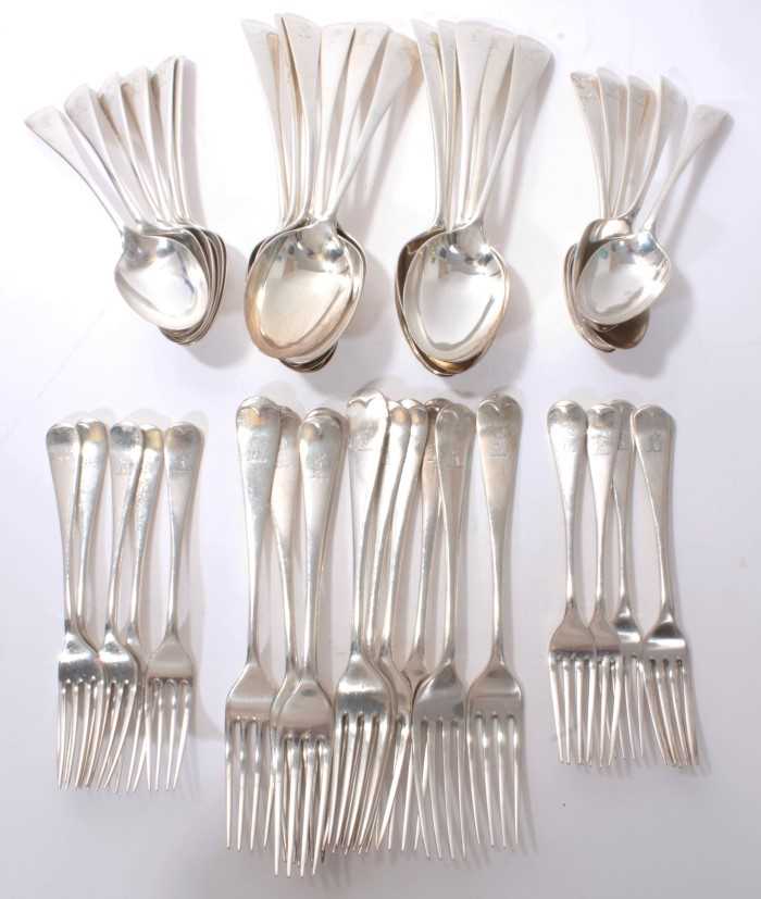 Lot 324 - Old English pattern silver flatware