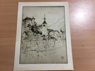 Lot 1031 - 20 Alfred Hartley etchings, unframed