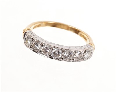 Lot 412 - Half diamond and gold eternity band