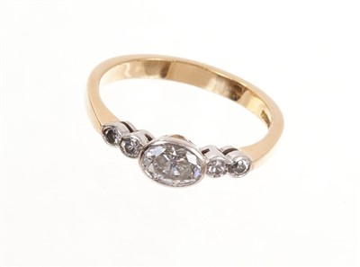 Lot 416 - Diamond stone and flanking stone ring