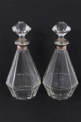 Lot 832 - Good pair French Art Deco silver mounted decanters