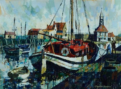 Lot 1310 - *Dexter Brown (b.1942) gouache - Welk Boats, signed, in glazed frame