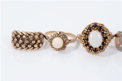 Lot 3223 - Group seven gold gem set rings