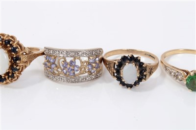 Lot 3223 - Group seven gold gem set rings