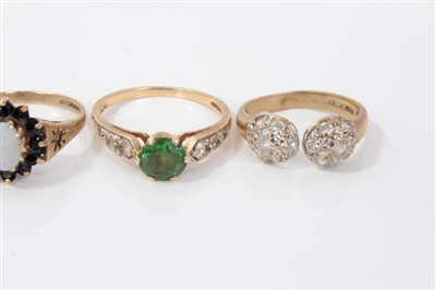 Lot 3223 - Group seven gold gem set rings