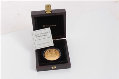 Lot 208 - G.B. Westminster issued Henry VII replica gold Sovereign