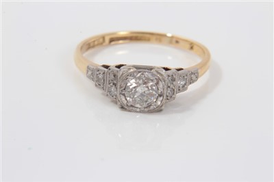 Lot 3221 - Art Deco gold (18ct) diamond ring